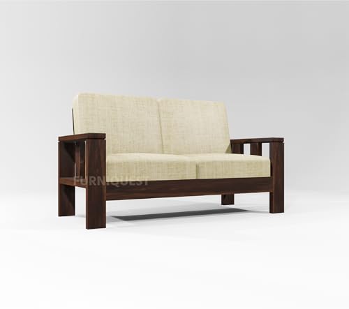 Image of Wooden Sofa Set with Center Table for Living Room | Seven Seater | 3+2+2 Walnut Finish | Sheesham Wood