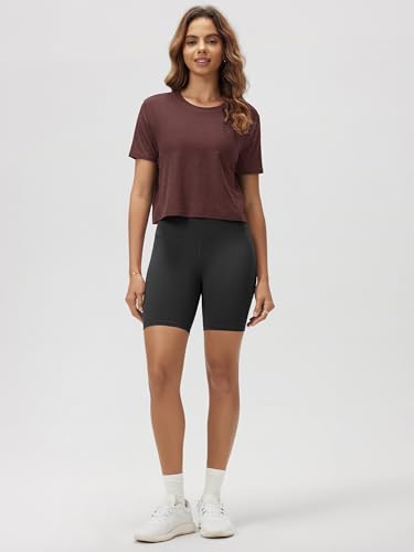 Image of ODODOS Women's Performance Cropped Tee Ultra Soft odSTRATUM Tech Short Sleeve Relaxed Top Crew Neck T-Shirts