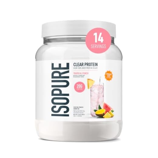 Isopure Protein Powder, Clear Whey Isolate Protein, Post Workout Recovery Drink Mix, Gluten Free with Zero Added Sugar, Infusions- Tropical Punch, 16 Servings