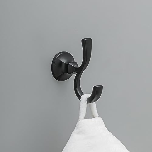 DELTA FAUCET Rubber Limited 76435-BL Ashlyn Double Towel Hook Bath Hardware Accessory in Matte Black - image 2