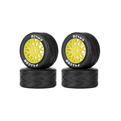 Pneus pré-collés Losi NASCAR RCAWD en caoutchouc nylon jaune avec grip d'équilibre