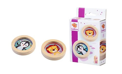 Eichhorn Games Geschicklichkeitsspiel Kugelspiel mit Pinguin & Löwen Design 2 teiliges Motorikspielzeug 8 cm groß aus Lindensperrholz ab 3 Jahren