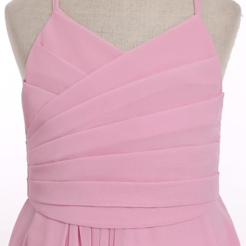 IDOPIP Girls Chiffon Maxi Dress Flower Girl Wedding Junior Bridesmaid Pageant Formal Birthday Party Ruched Ruffle A-line Gown4