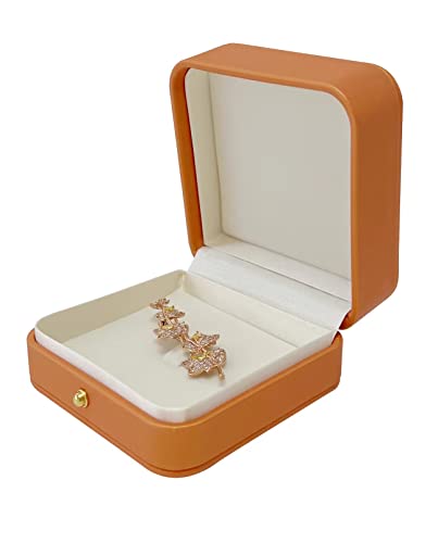 Svea Display Premium Grade Jewelry Case Box For Necklace Ring Orange Pu Leather Brooch Memorial Pin Badge Storage #TOP3