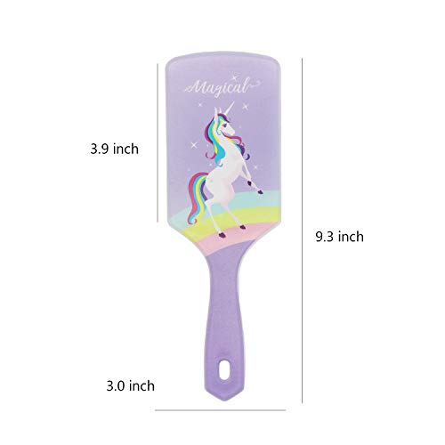 Detangling Hair Brush, Unicorn Paddle Hair Styling Brush Large With Air Cushion & Soft Bristle For Kids Girls Toddler Women Long Straight Curly Wet Dry Fine Natural Frizz Hair, Hairbrush Detangler #TOP3