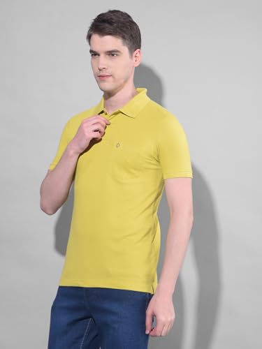 Image of Dollar Men's Pack of 1 Solid Cotton Blend Polo Neck T-Shirt