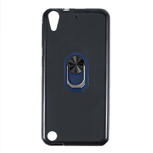 UOGNADGD Flexible Case + Ring Holder Compatible with HTC Desire 530 Phone Shockproof Cover & Magnetic Mecha Style Finger Grip Kickstand (Black+BlueRing)