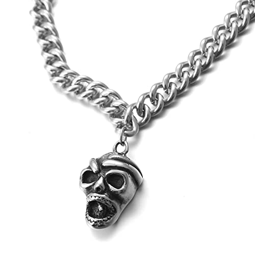 Collier Johnny Hallyday Pendentif Acier Inox "Tete de Mort" - AFSTALR
