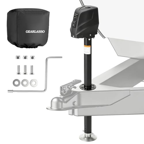 8500LBS Electric Trailer Jack with Waterproof Cover& LED Light Electric Power A-Frame Tongue Jackfor Travel Trailer IP67 Waterproof Buttons 8.86-32.3 Lift