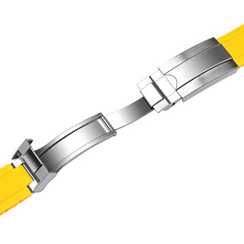 Image of Juntan 18mm 20mm 21mm 22mm Curved End Rubber Watch Band, Tapered Silicone Curved Replacement Watch Strap for Men Women with Metal Classic Diving Buckle