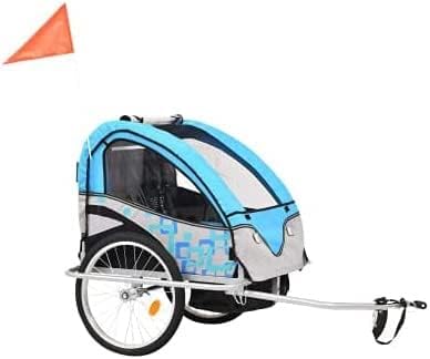 Bike Trailer 2-in-1 Children's Bicycle Trailer with 3 Wheels, Jogger Buggy, Five-Point Safety Belt System with Handbrake，with Wheel Reflector ，Load 40kg