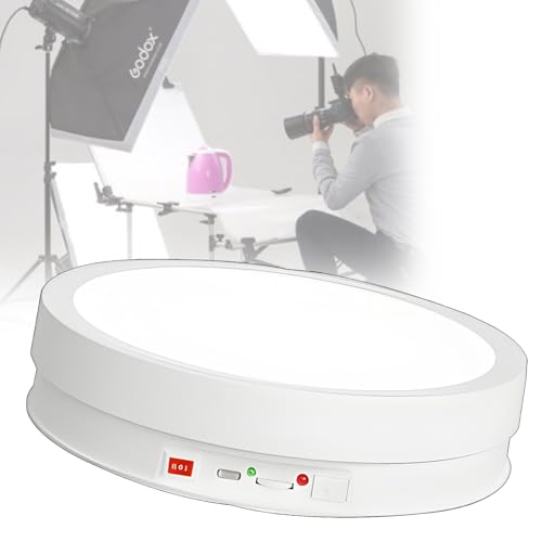 PxkVrin PréSentoir Rotatif Automatique à 360°, Support D'Exposition Rond, avec Direction, Vitesse RéGlable, pour La PréSentation Bijoux,Montres. White