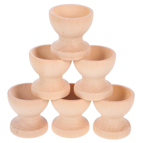 FELTECHELECTR 6pcs Set Wood Single Egg Holders Eggs Wooden Egg Holder Wooden Egg Holder