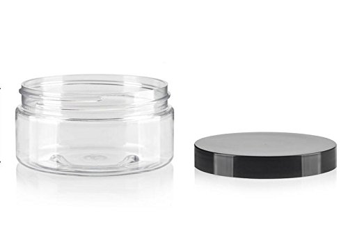 8 Oz / 250Ml Pet Plastic Refillable Jars Empty Cosmetic Containers Cases With Black Lid Cream Lotion Box Ointments Bottle Food Bottle Makeup Pot Jar For Lip Balm Make Up Eye Shadow Powder Pack Of 6 #TOP1