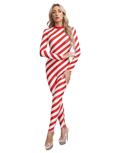 Cosplay pour femme adulte de Noël style bonbon avec manches longues stretch