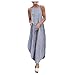Robe Bohéme De Plage Elegant Été Robe Femme Soiree,Pas Cher Djellaba Vintage Chic Trapeze Robes Cocktail Mariage Style de Vacances Robe Tenue sans Manche Col Rond Couleur Unie Plaid Fente Latérale