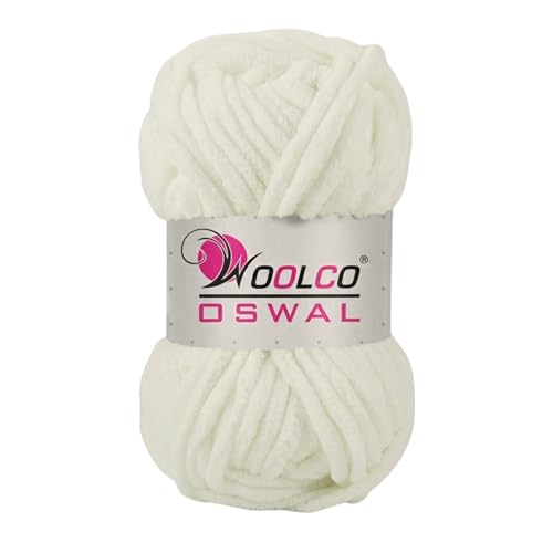 Image of Yankie Chenille Supersoft Velvet Yarn, Plushie & Blankie Yarn for Crochet, Knitting, Amigurumi & DIY Crafts (Off White, Pack of 1)