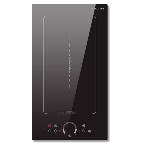 NOXTON Placa induccion 2 fuegos, 30cm, Zona Flex, 9 Niveles, 3500W, Control Táctil, bloqueo de seguridad, Temporizador, 220-240V