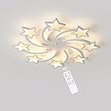 Luces de techo LED regulables de 54 W, lámpara de techo moderna con forma de estrella, lámpara de techo con panel acrílico blanco, accesorio de iluminación, diseño de modelado geométrico par