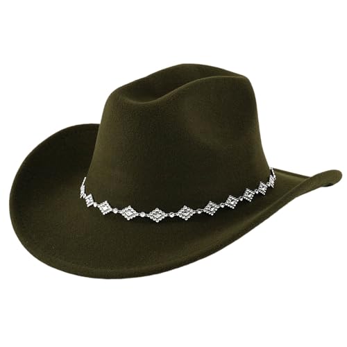 Chapeau fedora western à strass bord incurvé mode bohème unisexe élégant