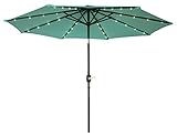 Deluxe Solar Powered LED Lighted Patio Umbrella - 9' - By Trademark Innovations (Aqua)