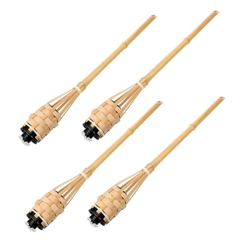 HOMSFOU 4piezas Antorcha De Bambú Para Exterior Antorchas De Jardín Tejidas De Estilo Rústico De Aceite Portátiles Para Fiestas Hawaianas De Verano Decoración De Patio Para Jardín y