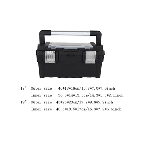 Tool organiser Multipurpose Storage Box Alloy Long Handle Toolbox Household Double Portable Plastic Hardware Tool (black)(Medium) - Image 2