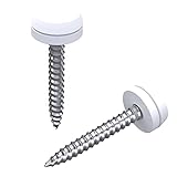 VOOXA Premium Fensterbankschrauben 3,9 x 22mm TX15 Edelstahl A2 mit Polyamidscheibe und Abdeckkappen Weiß RAL9016, für Alu und Kunststoff Fensterrahmen, 50 Stück