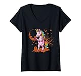 Photo Gallery donna kawaii unicorno zombie zombiecorn costume di halloween maglietta con collo a v Photo Gallery donna kawaii unicorno zombie zombiecorn costume di halloween maglietta con collo a v