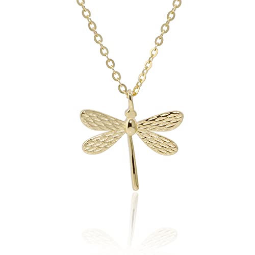 Libélula Encanto Collar Colgante Collar de plata esterlina libélula para las mujeres delicado collar de oro rosa de oro plisado joyería de regalo Regalos Libélulas, Oro