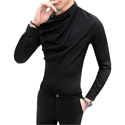 Chemise manches longues homme pour boîte de nuit et sorties casual unie noire S