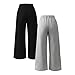 Nivne Tco Teen Girls 2pcs Sweatpants Set Casual Bowknot Decor Elastic Waist Loose Fit Wide Leg Baggy Pants (US, Age, 16 Years, Black+Grey)