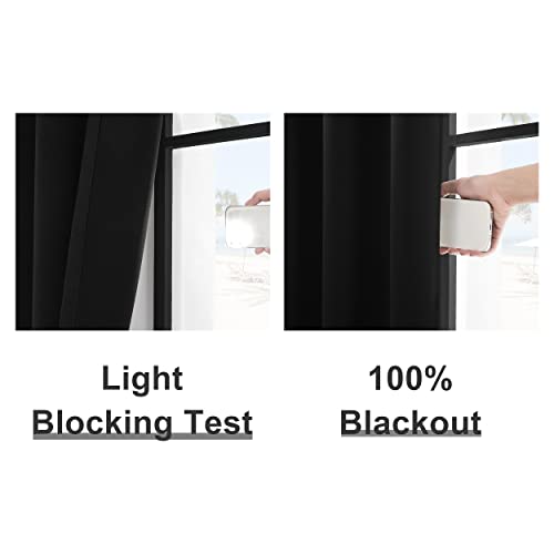Rutterllow 2 Panels Full Light Blocking Curtains & Drapes For Bedroom - Two Layers With Black Liner Silver Metal Grommet Window Treatment Blackout Curtain(Black, 52 Inch Width X 63 Inch Length) #TOP3