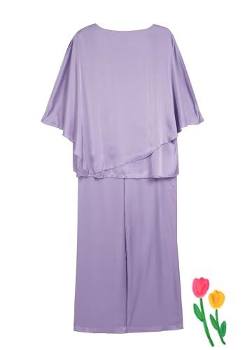 Chiffon Two Piece Mother of The Bride Suit Women's Grace Formal Pants Suit Batwing Sleeves Ruffle Wedding Guest Outfits4