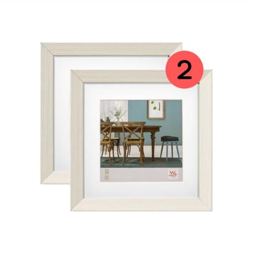 walther design EF220W3 Fiorito Picture Frame, White, 20 x 20 cm, Pack of 2, Wooden Frame with Passe-Partout