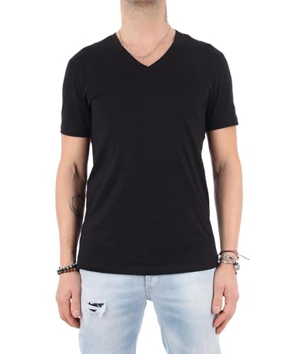 A|X Armani Exchange Men's Classic Cotton V Neck tee, Black, XXL