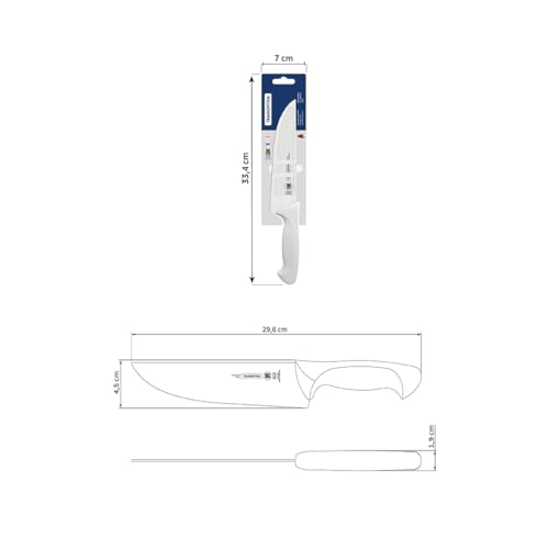 Image of TRAMONTINA Premium 7-Inch Kitchen Knife - Stainless Steel Blade & White Polypropylene Handle - Heat-Treated Edge, Ergonomic Grip, Dishwasher Safe
