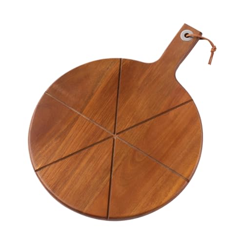 Genérico Tabla Para Servir Pizza - Bandeja Grande Con 6 Ranuras | Tabla De Cortar De Madera Para Pizza,Para Hornear En Casa Carne Queso Pan Fruta Comida Accesorios De Horno