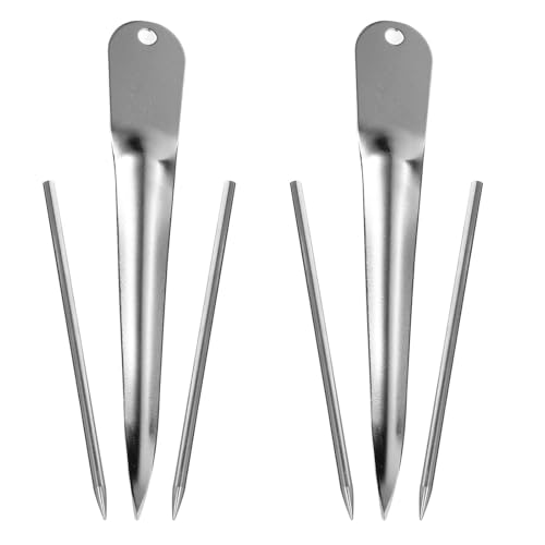 CIMAXIC 2 Set Basket Making Tools - Cane Lacing Needle and Awl - Stainless Steel Handmade Rattan Furniture Repair Tools for DIY Wicker Weaving Crafts