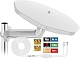 Outdoor TV Antenna 360° omnidirectional Reception Over 100 Miles Range Enhanced VHF and UHF 4K HD Digital TV Antenna, 32 feet RG6 coaxial Cable (Outdoor RV Antenna) (Outdoor TV Antenna White)