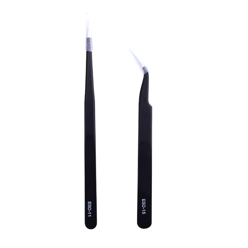 Anti-Static Precision Pointy Tweezers Set, Stainless Steel ESD Tweezers, 2 Pieces, for Electronics Repair