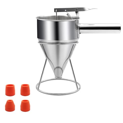 Pastas dispensadoras de masa de acero inoxidable adecuadas para panqueques, magdalenas y gofres, incluye soporte para masa de pasteles