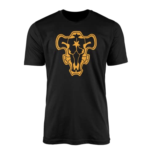 Image of SMARTYPANTS Black Bulls Clover T-Shirt Top Anime Manga Asta Magic Wizard King Yuno Orphan Four-Leaf Grimoire Knight Devil Noelle Japanese Japan Cartoon Gift Present (Medium, Black Prime)