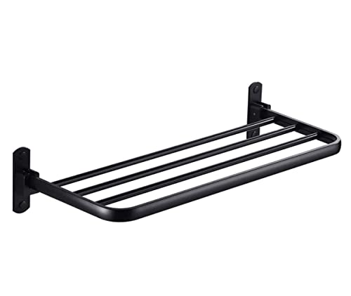 Porte-serviette pliant en aluminium noir et bleu pour salle de bain d'hôtel