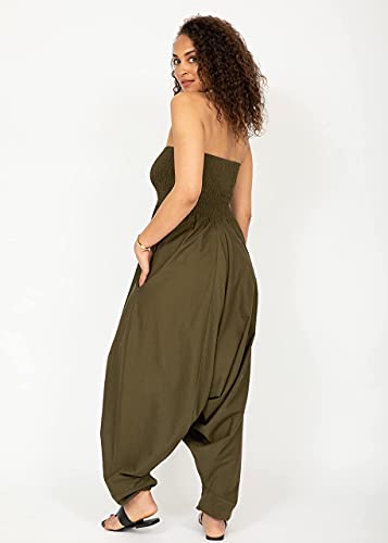 Cotton Maxi Harem Pants Romper Jumpsuit Olive,Olive,One Size #TOP3