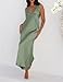 BAGONE Summer Satin Lace V Neck Backless Wedding Guest Maxi Dresses for Women 2024 Elegant Sleeveless Open Back Cocktail Long Dress Sage