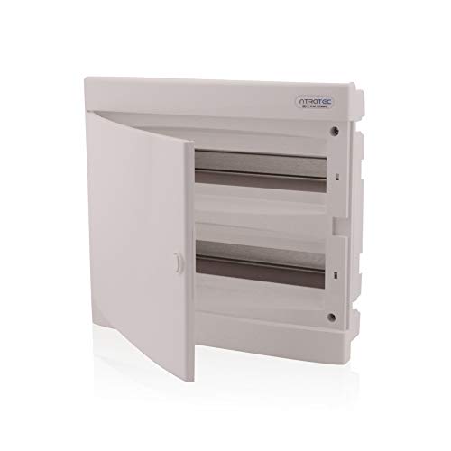 Intratec Quadro Elettrico Incassato 2 Righe – Quadro di Distribuzione IP40 per 36 Moduli con Porta Bianco e Guide per Facile Installazione Elettrica in Casa e Azienda – 357 x 382 x 106mm