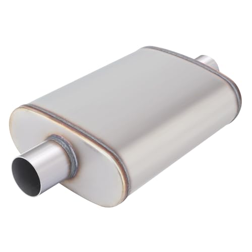LCGP 2.25 Universal Muffler Performance Chamber Exhaust Muffler 2.25 Center In/Out 20 Overall Length Straight-Through Performance with Stainless Steel Muffler for Truck Cars(2.25Inlet/Outlet)