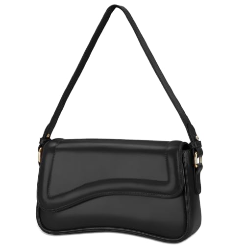 XquiziFit Black Purse Shoulder Bag Purses for Women Small Purse Mini Hobo Handbag Trendy Black Vegan Leather Purse