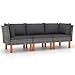 Mengtu 3-Sitzer-Gartensofa Grau mit anthrazit Kissen, PE-Rattan, Stahl und Eukalyptus Holz, 60,5x64,5x67 cm - Entspannung im Freien Terrassensofas, Gartenmöbel 3059707